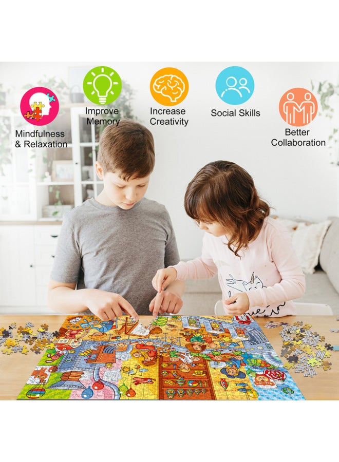 Jigsaw Puzzle Manufacturers Gray Cardboard Jigsaw Puzzle 1000 Pieces Adult Scenery Difficult Puzzle Toys Foreign Trade-Color:GSDZ0149-Happy Amusement Park 1000 Pieces - Image 5